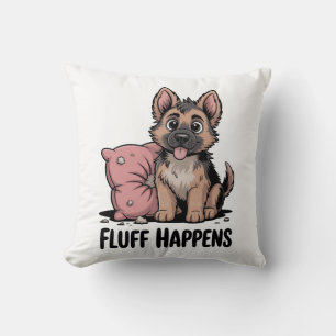 Schattigee Duitse Herder Puppy "Fluff Happens" Hon Kussen