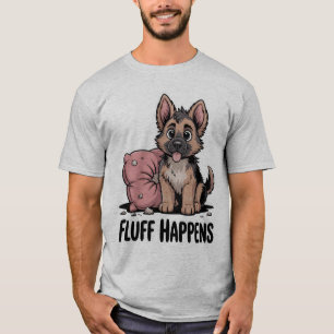 Schattigee Duitse Herder Puppy "Fluff Happens" Hon T-shirt