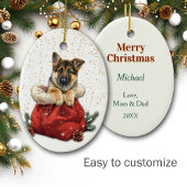 Schattigee Duitse Herder Puppy Kerstcadeau Tas Keramisch Ornament