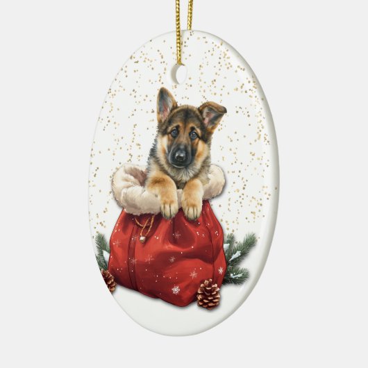 Schattigee Duitse Herder Puppy Kerstcadeau Tas Keramisch Ornament (Links)