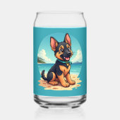 Schattigee Duitse Herder Puppy Strandillustratie Blikvorm Glas (Voorkant)