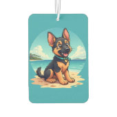 Schattigee Duitse Herder Puppy Strandillustratie Luchtverfrisser (Achterkant)