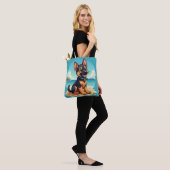 Schattigee Duitse Herder Puppy Strandillustratie Tote Bag (Op model)