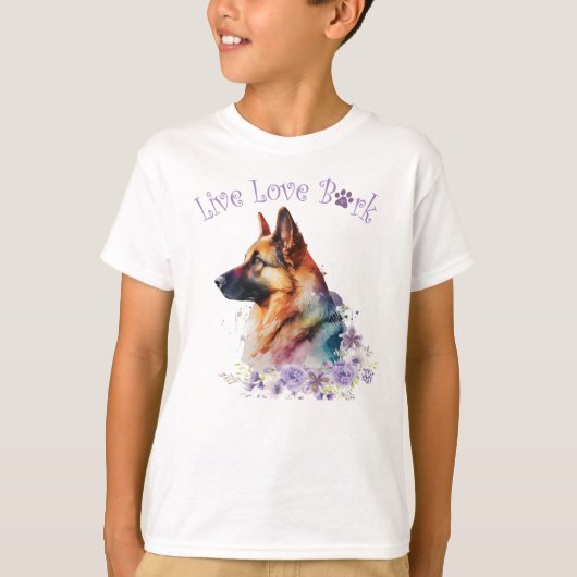 Schattigee Duitse Herdershond Bloemen T-shirt (Voorkant)