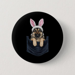 Schattigee Duitse herdershond Bunny Pet in Pocket Ronde Button 5,7 Cm