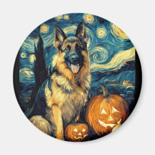 Schattigee Duitse herdershond Halloween Jack O Lan Magneet