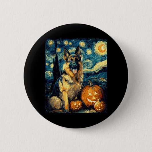 Schattigee Duitse herdershond Halloween Jack O Lan Ronde Button 5,7 Cm (Voorkant)
