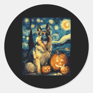 Schattigee Duitse herdershond Halloween Jack O Lan Ronde Sticker