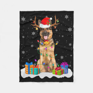 Schattigee Duitse herdershond Kerstverlichting San Fleece Deken