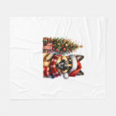 Schattigee Duitse herdershond Santa Hat Kerstboom Fleece Deken (Voorkant (Horizontaal))