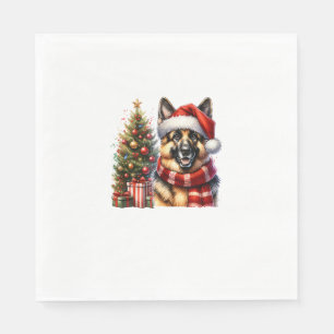 Schattigee Duitse herdershond Santa Hat Kerstboom Servet