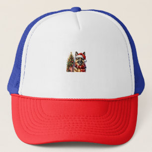 Schattigee Duitse herdershond Santa Hat Kerstboom Trucker Pet