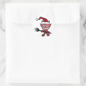 Schattigee duivel draagt Santa Christmas Pet Ronde Sticker (Tas)