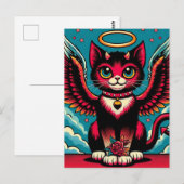 Schattigee Duivelsengel Kat met vleugels Briefkaart (Voorkant / Achterkant)