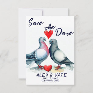 Schattigee Duiven Bruiloft Bewaar de Datum Aankond Save The Date