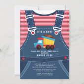 Schattigee Dump Truck Baby shower Invitation Kaart (Voorkant)