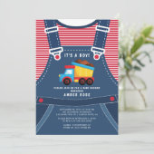 Schattigee Dump Truck Baby shower Invitation Kaart (Staand voorkant)