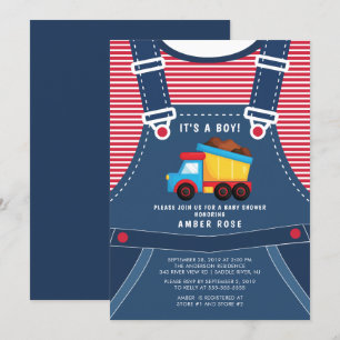 Schattigee Dump Truck Baby shower Invitation Kaart