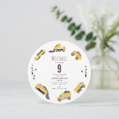 Schattigee Dump Trucks Bouwcirkel Verjaardag Kaart (Staand voorkant)