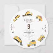 Schattigee Dump Trucks Bouwcirkel Verjaardag Kaart (Voorkant)