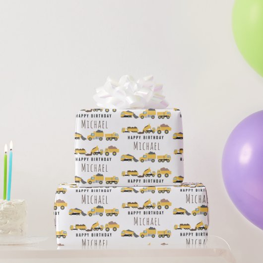 Schattigee Dump Trucks Bouwwagens Aangepaste naam Cadeaupapier (Feestgeschenken)