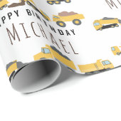 Schattigee Dump Trucks Bouwwagens Aangepaste naam Cadeaupapier (Rol Hoek)