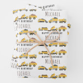 Schattigee Dump Trucks Bouwwagens Aangepaste naam Inpakpapier Vel (In situ)