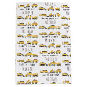 Schattigee Dump Trucks Bouwwagens Aangepaste naam Medium Cadeauzakje (Voorkant)