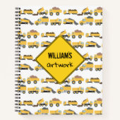 Schattigee Dump Trucks Bouwwagens Kinder kunstwerk Notitieboek (Voorkant)