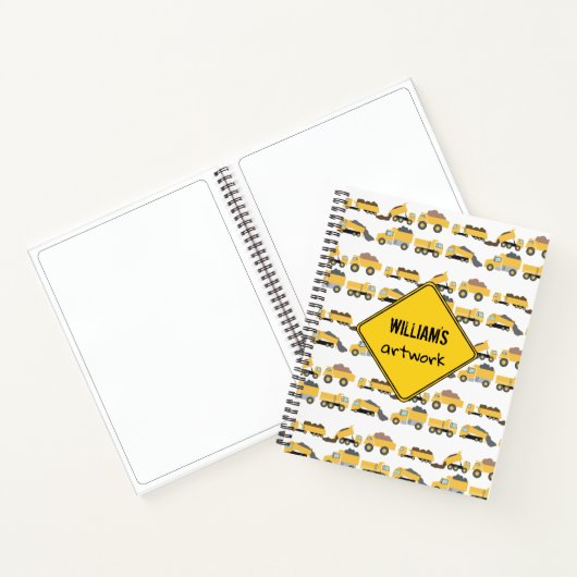 Schattigee Dump Trucks Bouwwagens Kinder kunstwerk Notitieboek (Binnen)
