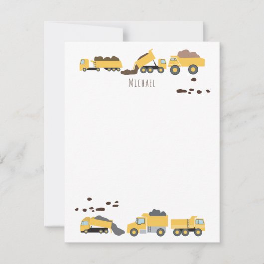 Schattigee Dump Trucks Bouwwagens Kinder Notitiekaartje (Voorkant)