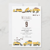 Schattigee Dump Trucks Bouwwagens Verjaardag Kaart (Voorkant)