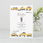 Schattigee Dump Trucks Bouwwagens Verjaardag Kaart (Staand voorkant)