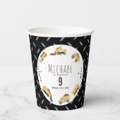 Schattigee Dump Trucks Bouwwagens Verjaardag Papieren Bekers (Achterkant)