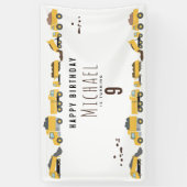 Schattigee Dump Trucks Bouwwagens Verjaardag Spandoek (Verticaal)