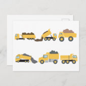 Schattigee dump vrachtwagens constructie vrachtwag feestdagenkaart (Voorkant / Achterkant)
