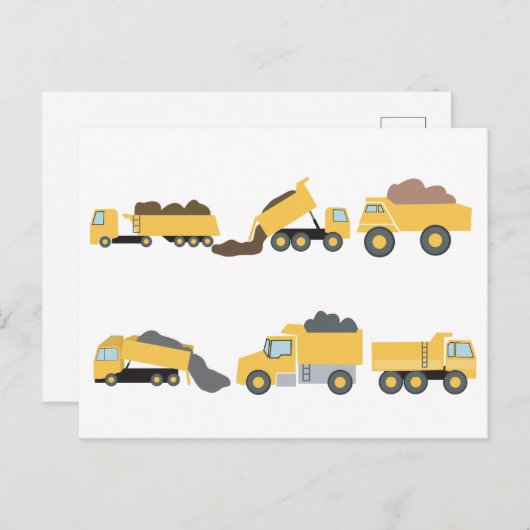 Schattigee dump vrachtwagens constructie vrachtwag feestdagenkaart (Voorkant / Achterkant)