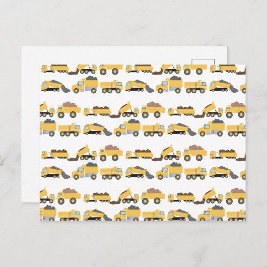 Schattigee dump vrachtwagens constructie vrachtwag feestdagenkaart (Voorkant / Achterkant)