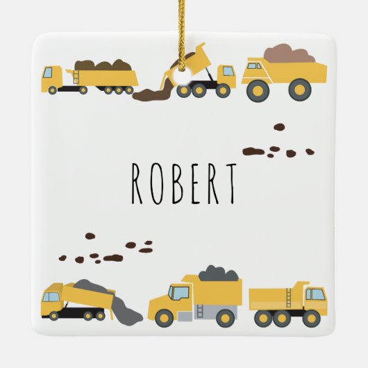 Schattigee dump vrachtwagens constructie vrachtwag keramisch ornament (Achterkant)