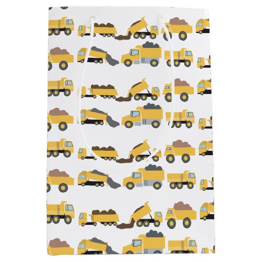 Schattigee dump vrachtwagens constructie vrachtwag medium cadeauzakje (Voorkant)