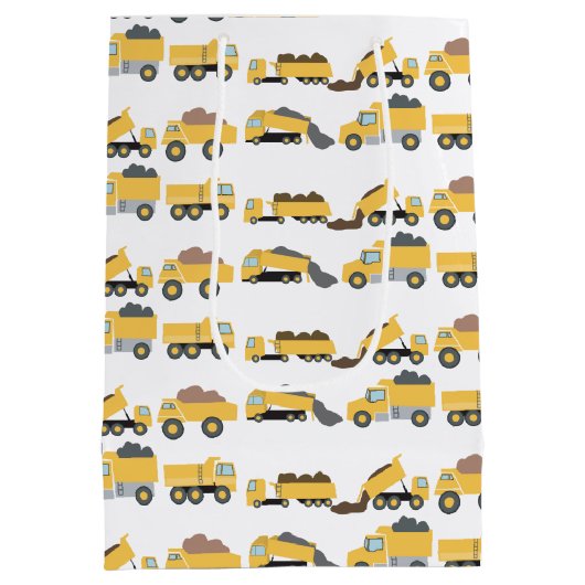 Schattigee dump vrachtwagens constructie vrachtwag medium cadeauzakje (Achterkant)