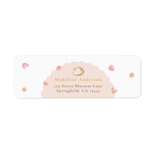 Schattigee Dumpling Floral Baby shower Retouradres Etiket (Voorkant)