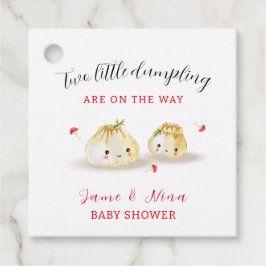 Schattigee Dumpling Mushroom Twin Baby shower Bedankjes Labels
