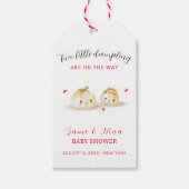 Schattigee Dumpling Mushroom Twin Baby shower Cadeaulabel (Voorkant)