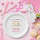 Schattigee Dumpling Mushroom Twin Baby shower Papieren Bordje (Feest)