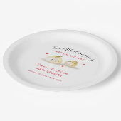 Schattigee Dumpling Mushroom Twin Baby shower Papieren Bordje (Gekanteld)