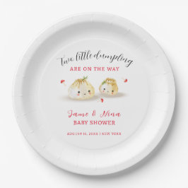 Schattigee Dumpling Mushroom Twin Baby shower Papieren Bordje