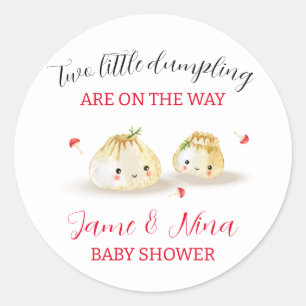 Schattigee Dumpling Mushroom Twin Baby shower Ronde Sticker