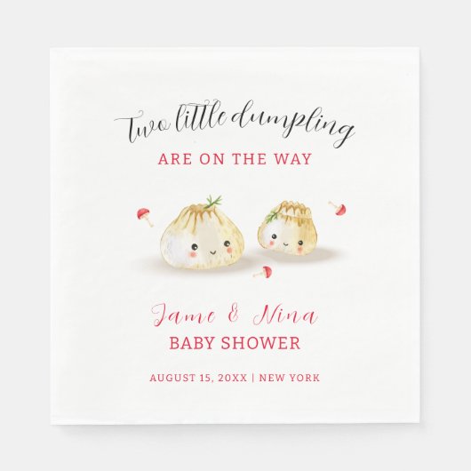 Schattigee Dumpling Mushroom Twin Baby shower Servet (Voorkant)