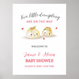 Schattigee Dumpling Mushroom Twin Baby shower Welk Poster